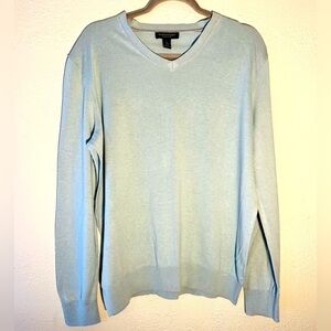 Banana Republic Silk Cashmere Luxury Blend Blue V Neck Long Sleeve Sweater Sz L